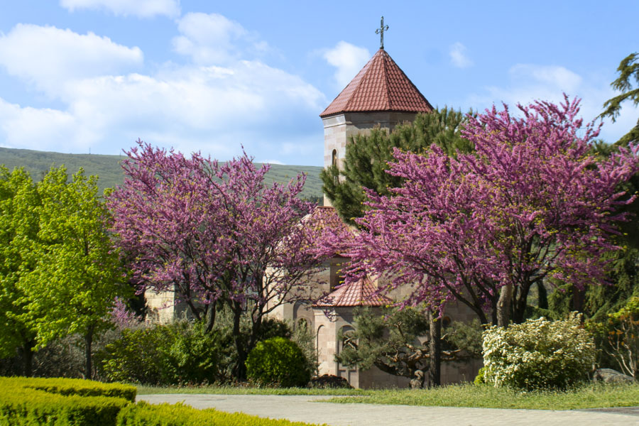 Best Time to Visit Georgia. Sameba Cathedral in Spring