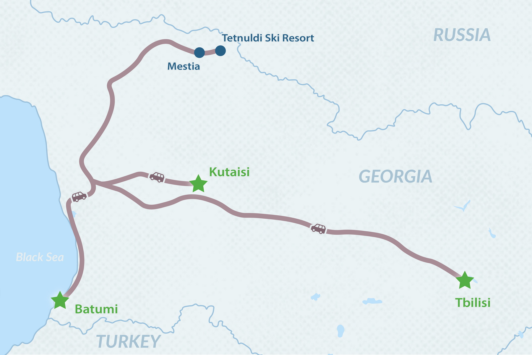 7-Day Svaneti Ski Tour in Georgia (from Tbilisi, Kutaisi or Batumi) Map