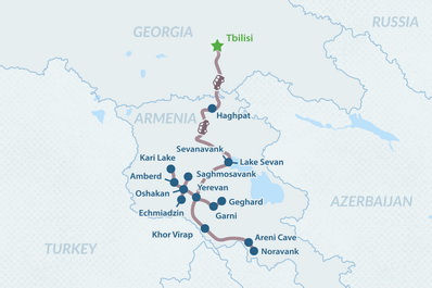 5-day Tour to Armenia from Tbilisi Map
