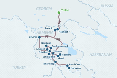 5-дневый тур по Армении из Грузии Карта