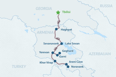 4-day Tour to Armenia from Georgia Map