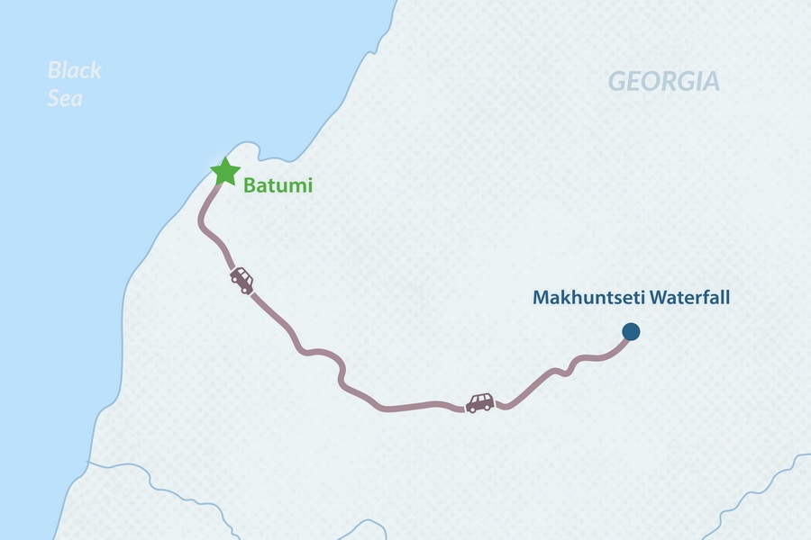 One-day Batumi City Tour and Makhuntseti Waterfall Map