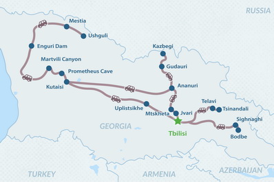 10-day Best of Georgia Tour Map