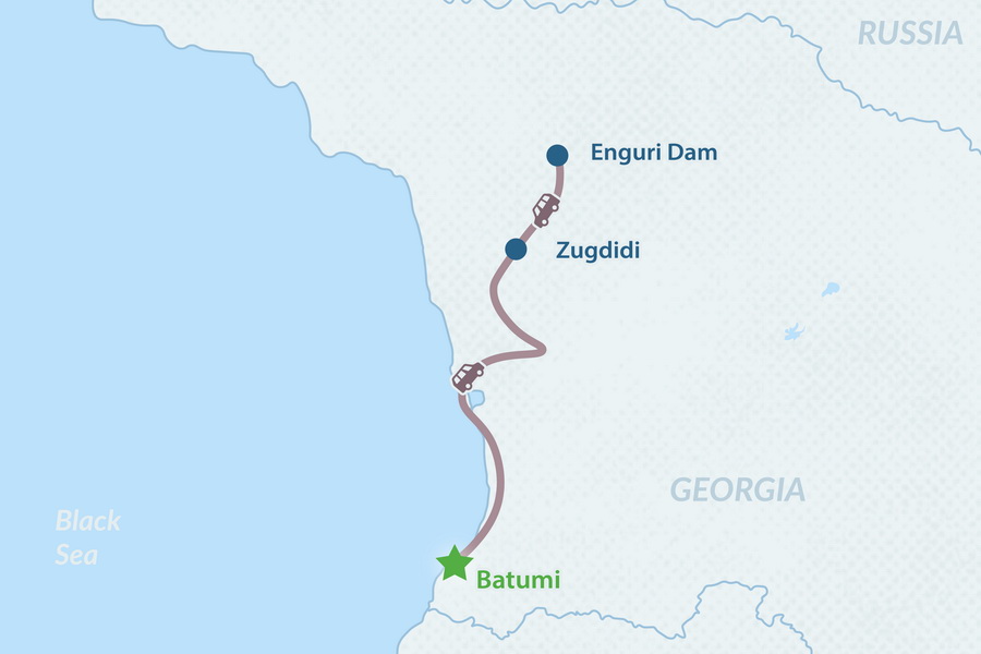 Однодневный тур на Ингурскую ГЭС из Батуми Карта