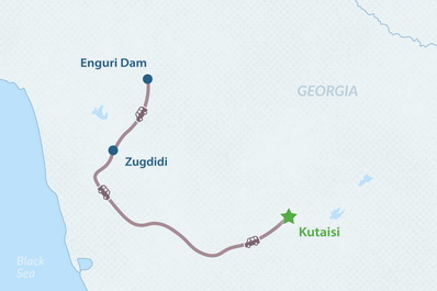 One-day Tour from Kutaisi to Enguri Dam Map