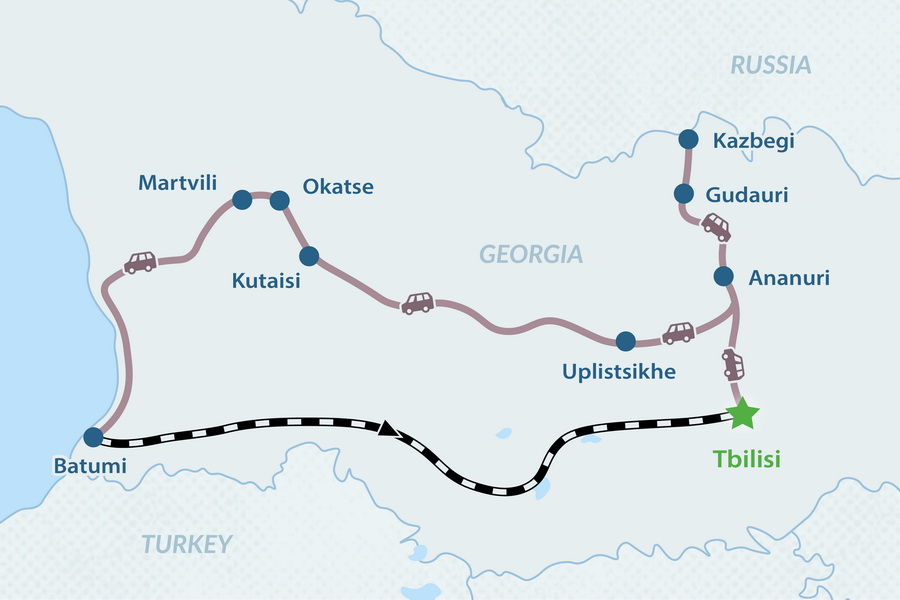 7-day Georgia Active Family Tour Map