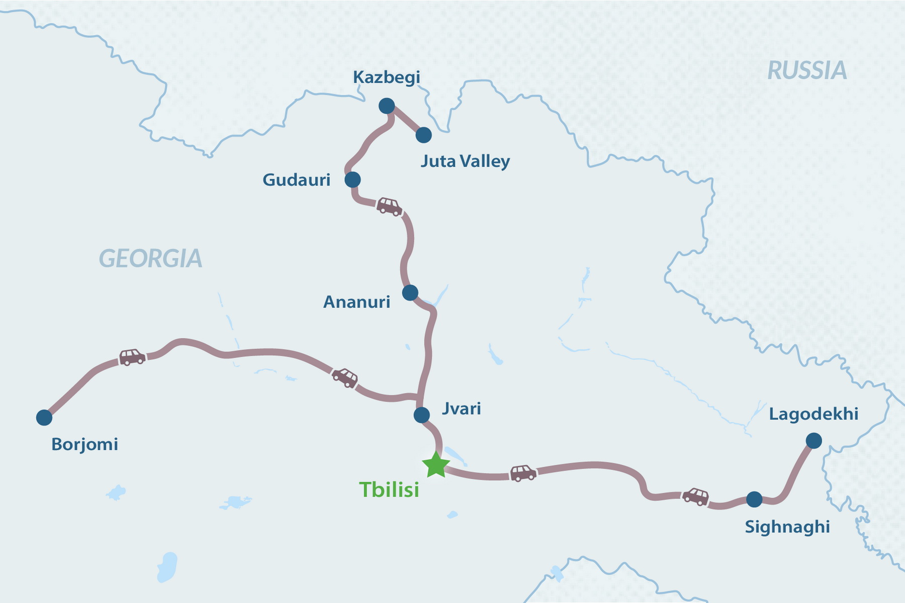 10-Day Georgia Hiking and Nature Group Tour 2027 Map
