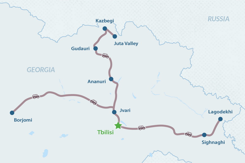 10-Day Georgia Hiking and Nature Group Tour 2027 Map