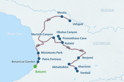 7-day Georgia Tour from Batumi Map