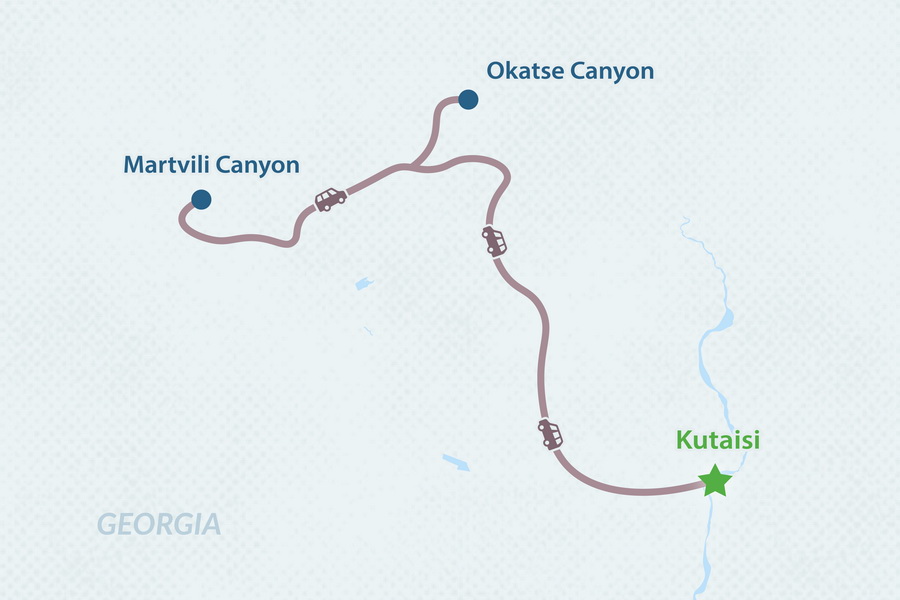 Однодневный тур по каньонам Имеретии Карта