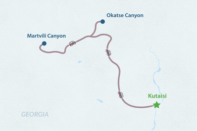 Однодневный тур по каньонам Имеретии Карта