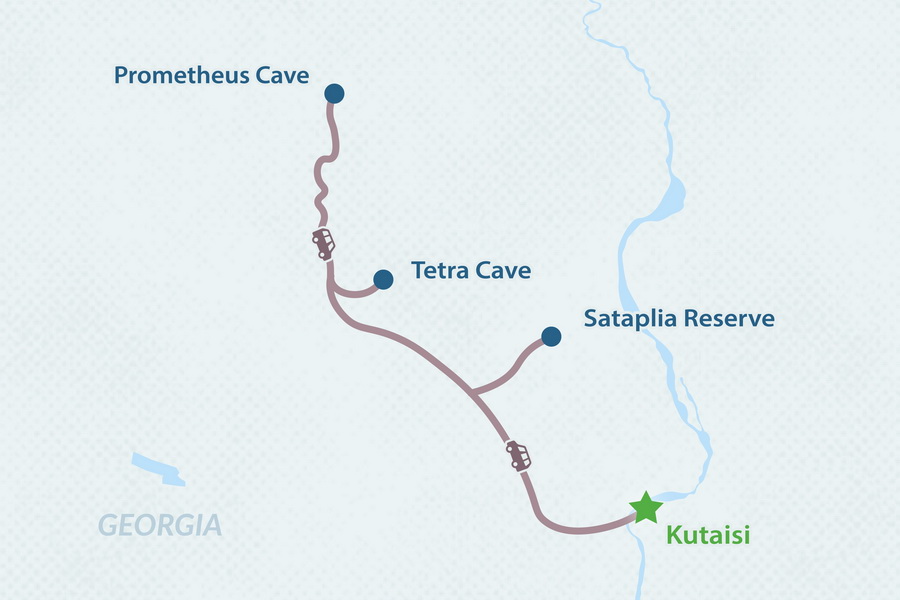 Однодневный тур в пещеры Имеретии Карта