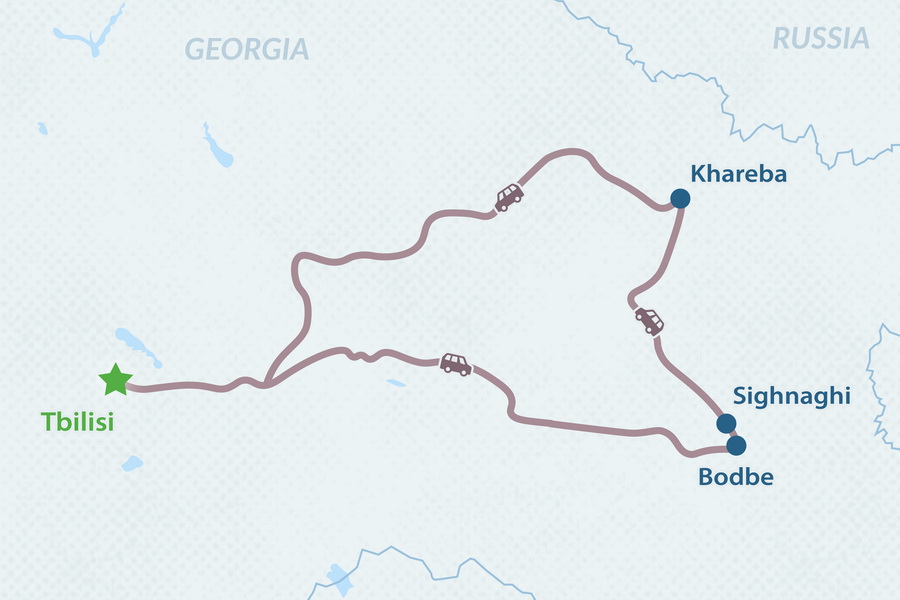 One-day Kakheti Winter Tour Map