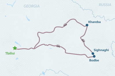 One-day Kakheti Winter Tour Map