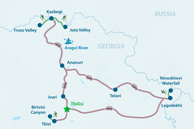 Tour senderismo por Kazbegi y Kajetia de 8 días Mapa