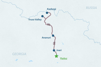 2-day Hiking Tour to Kazbegi and Truso Valley Map