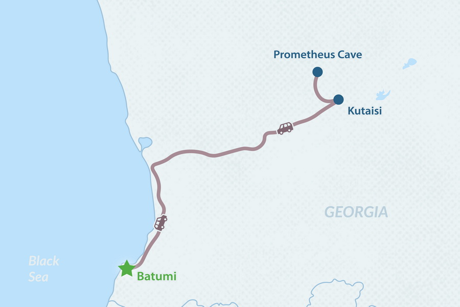 One-day Tour to Kutaisi and Prometheus Cave from Batumi Map