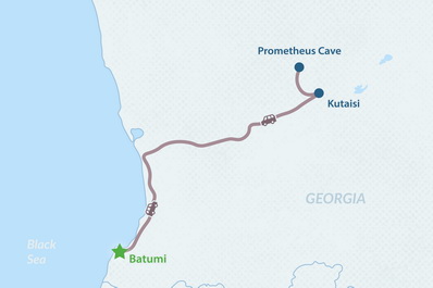 One-day Tour to Kutaisi and Prometheus Cave from Batumi Map