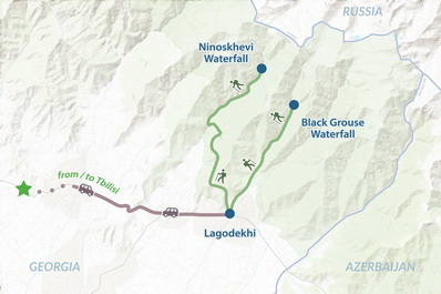 2-дневный пеший тур к водопадам Лагодехи Карта