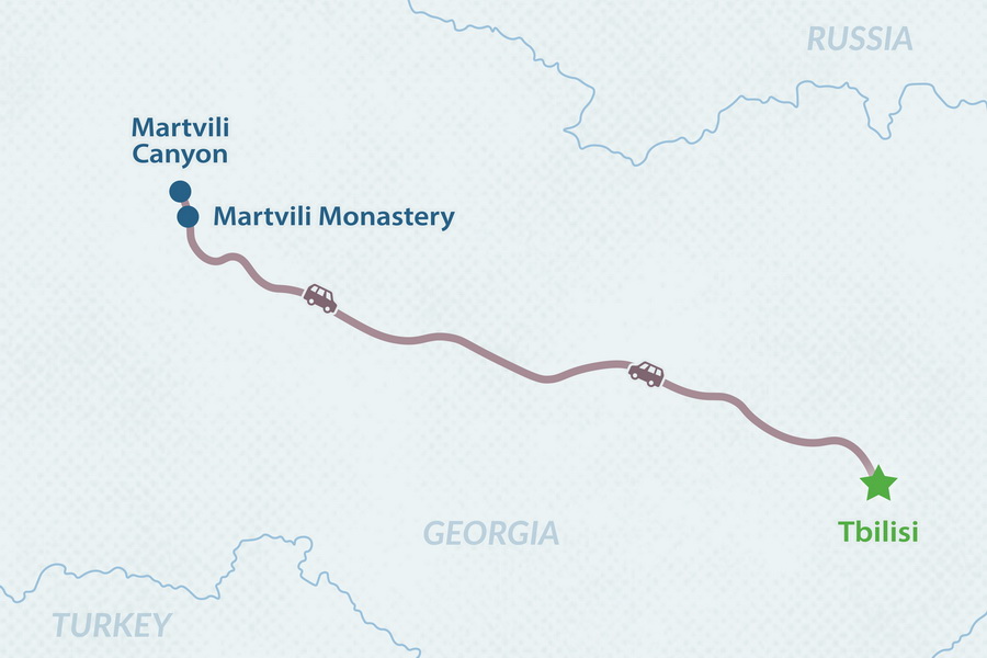 One-day Martvili Canyon Tour Map