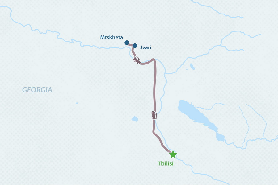 One-day Mtskheta and Jvari Tour Map