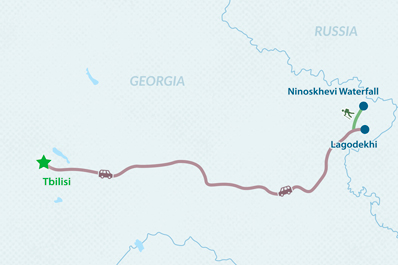 One-day Hiking Tour to Ninoskhevi Waterfall in Lagodekhi Protected Areas Map