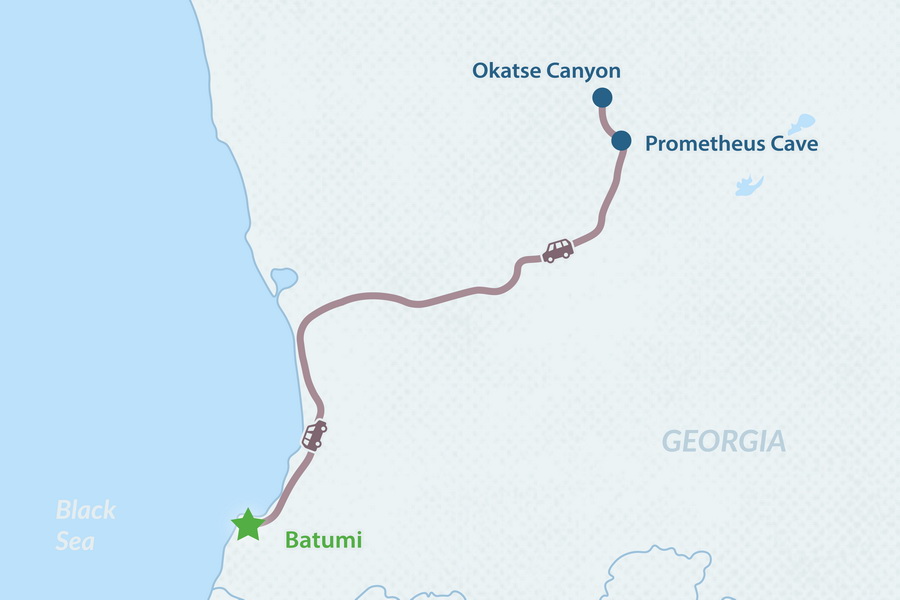 One-day Tour to Okatse Canyon and Prometheus Cave from Batumi Map