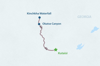 One-day Tour to Okatse and Kinchkha Map