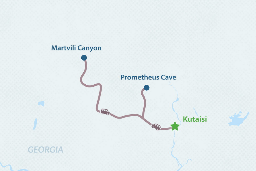 Однодневный тур из Кутаиси в пещеру Прометея и каньон Мартвили Карта