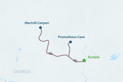 Однодневный тур из Кутаиси в пещеру Прометея и каньон Мартвили Карта