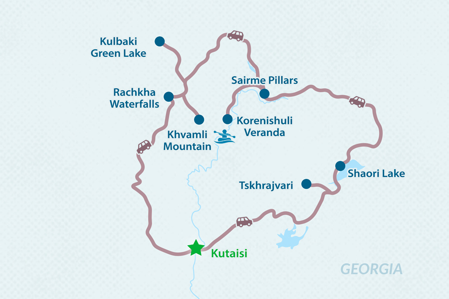 3-дневный тур в Рача-Лечхуми из Кутаиси Карта