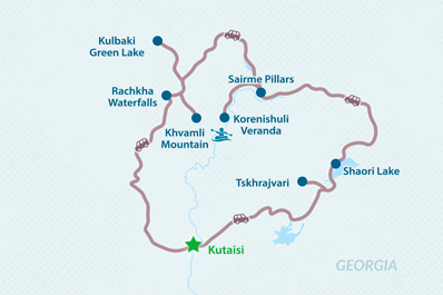 3-дневный тур в Рача-Лечхуми из Кутаиси Карта