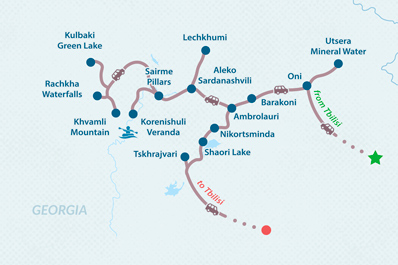 5-day Tour to Racha & Lechkhumi from Tbilisi Map