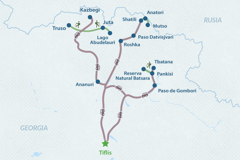 Tour de 11 días Los Senderos Secretos de Georgia - en Español Mapa