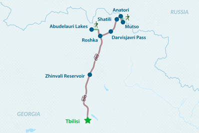 3-day Hiking Tour to Shatili, Mutso & Roshka Map