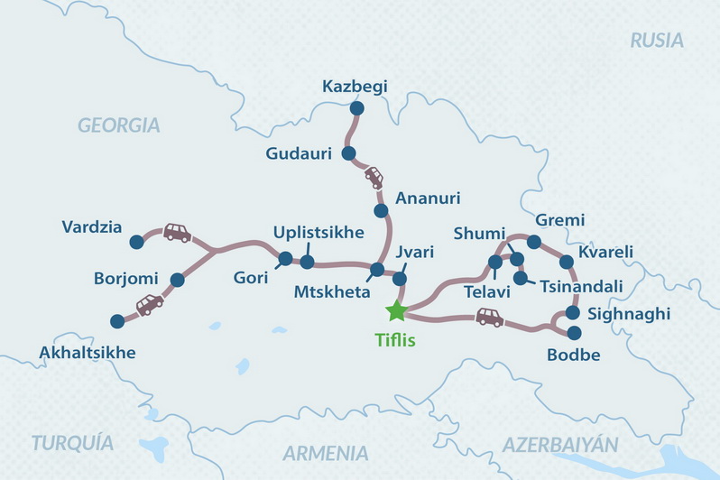 Tour Sabor de Georgia de 7 días - en Español Mapa