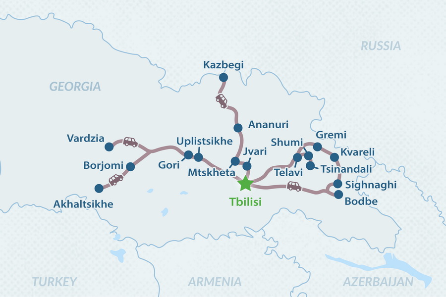 7-day Taste of Georgia Tour Map