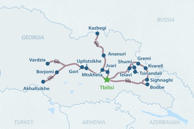 7-day Taste of Georgia Tour Map