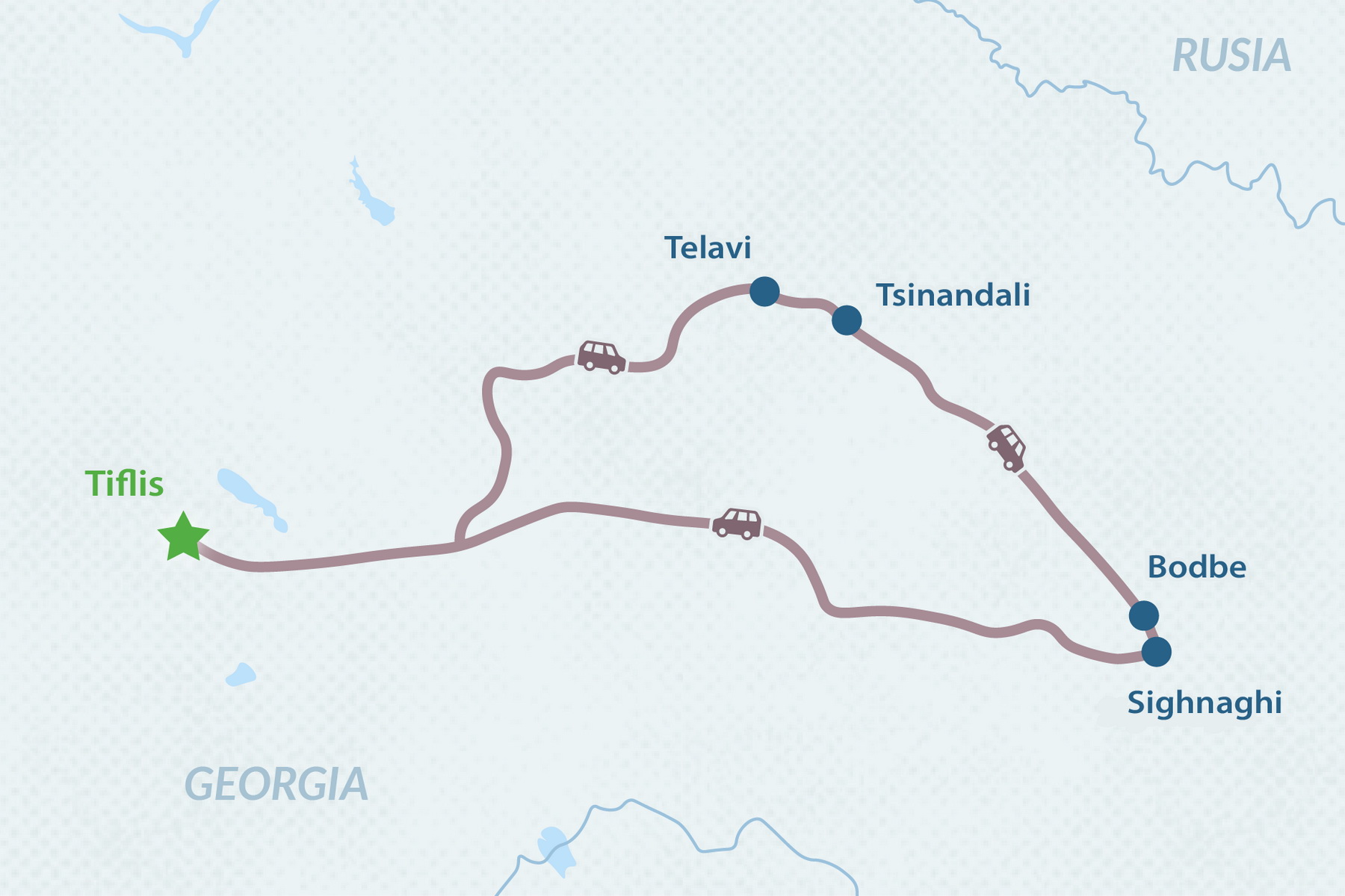 Tour de 3 días por Tiflis y Kajetia - en Español Mapa