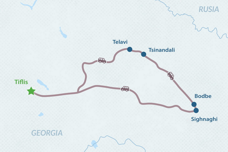 Tour de 3 días por Tiflis y Kajetia - en Español Mapa