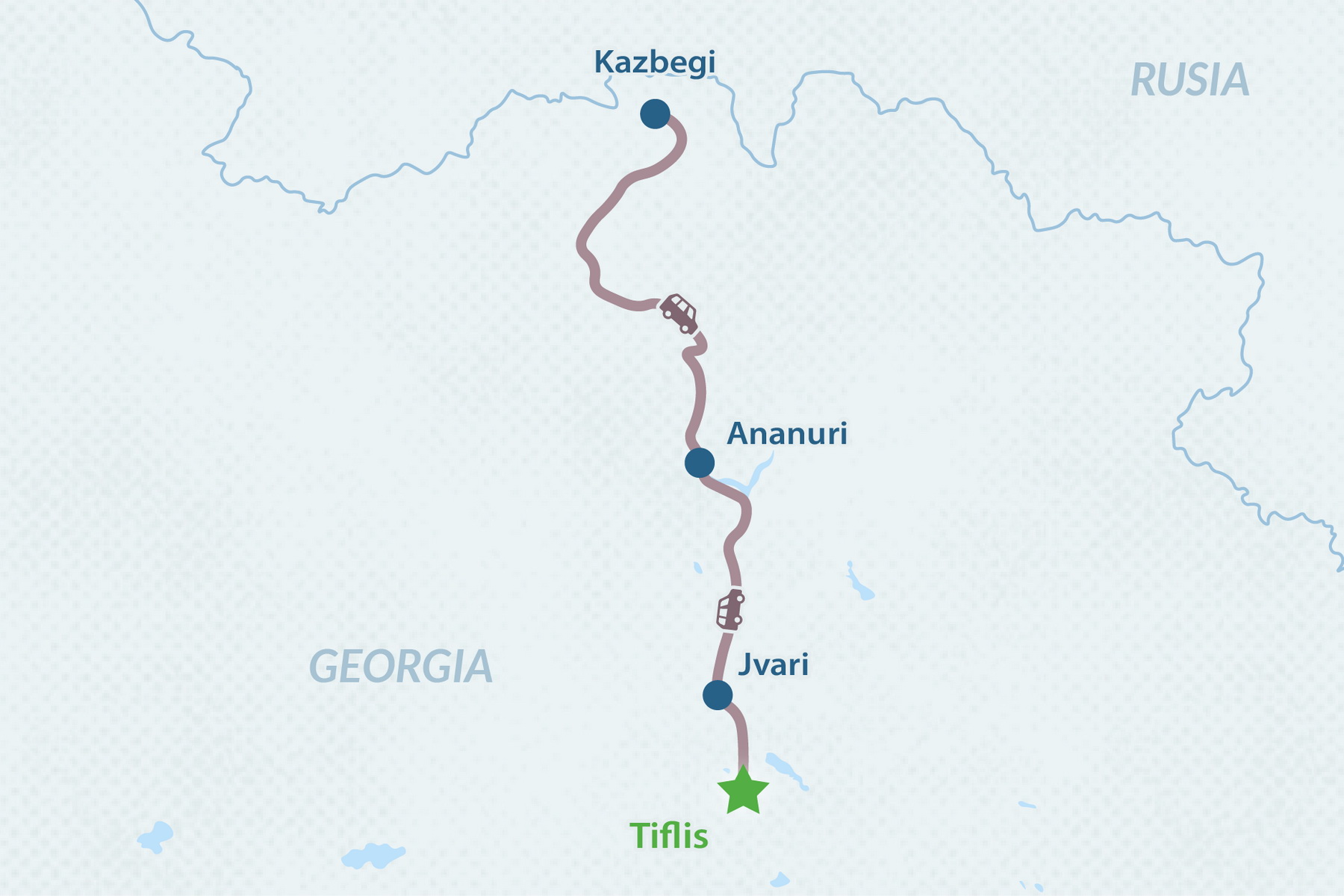Tour de 3 días por Tiflis y Kazbegi - en Español Mapa
