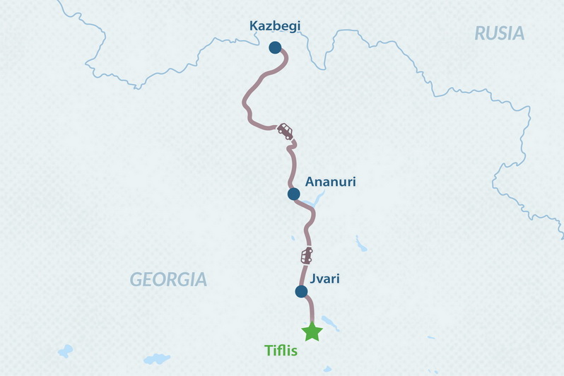 Tour de 3 días por Tiflis y Kazbegi - en Español Mapa