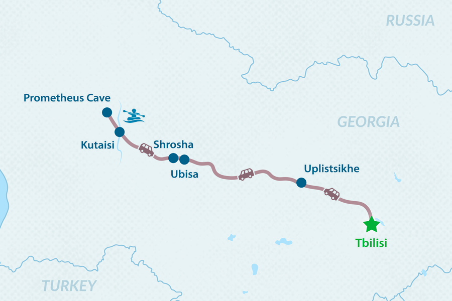 4-дневный рафтинг-тур по реке Риони в Грузии Карта