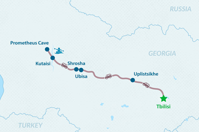 4-дневный рафтинг-тур по реке Риони в Грузии Карта