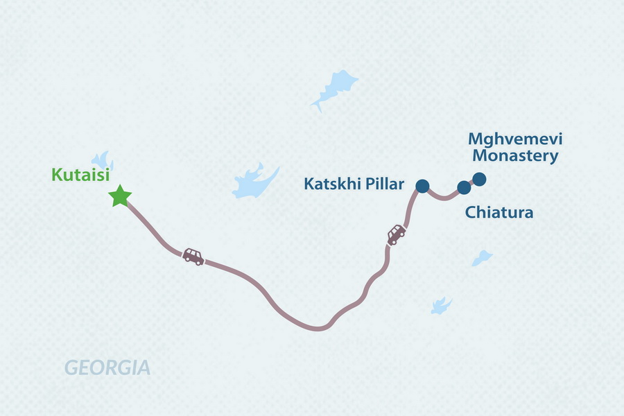 Однодневный тур в Кацхи, Чиатуру и Мгвимеви Карта