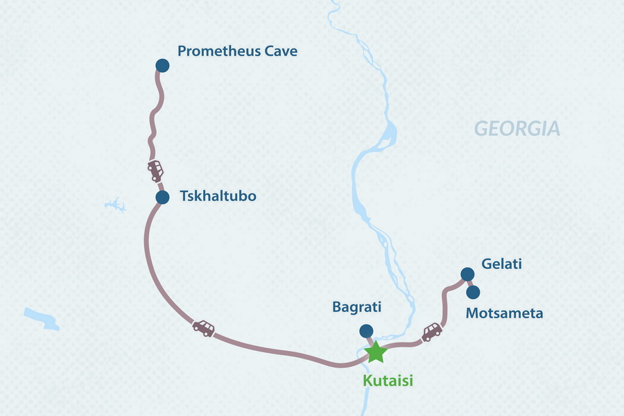 3-day Tskhaltubo Wellness Tour from Kutaisi Map
