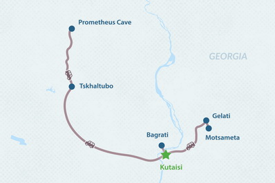 3-day Tskhaltubo Wellness Tour from Kutaisi Map