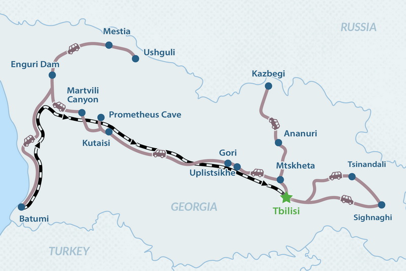 12-day Ultimate Georgia Tour Map