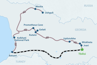 8-дневный тур Всемирное наследие ЮНЕСКО в Грузии Карта
