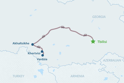 One-day Vardzia and Rabati Fortress Tour Map
